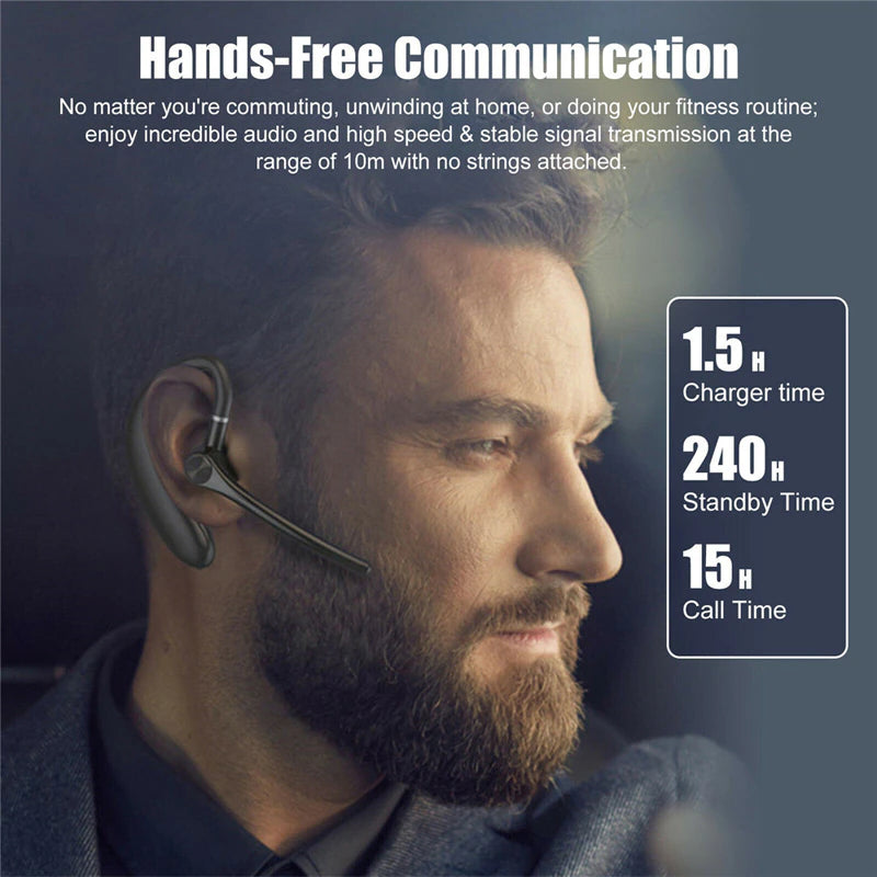 "Ultimate Wireless Business Headset - Handsfree Earphones for Android and Ios Phones with Noise Cancelling Technology - Perfect for Both Right and Left Ear"