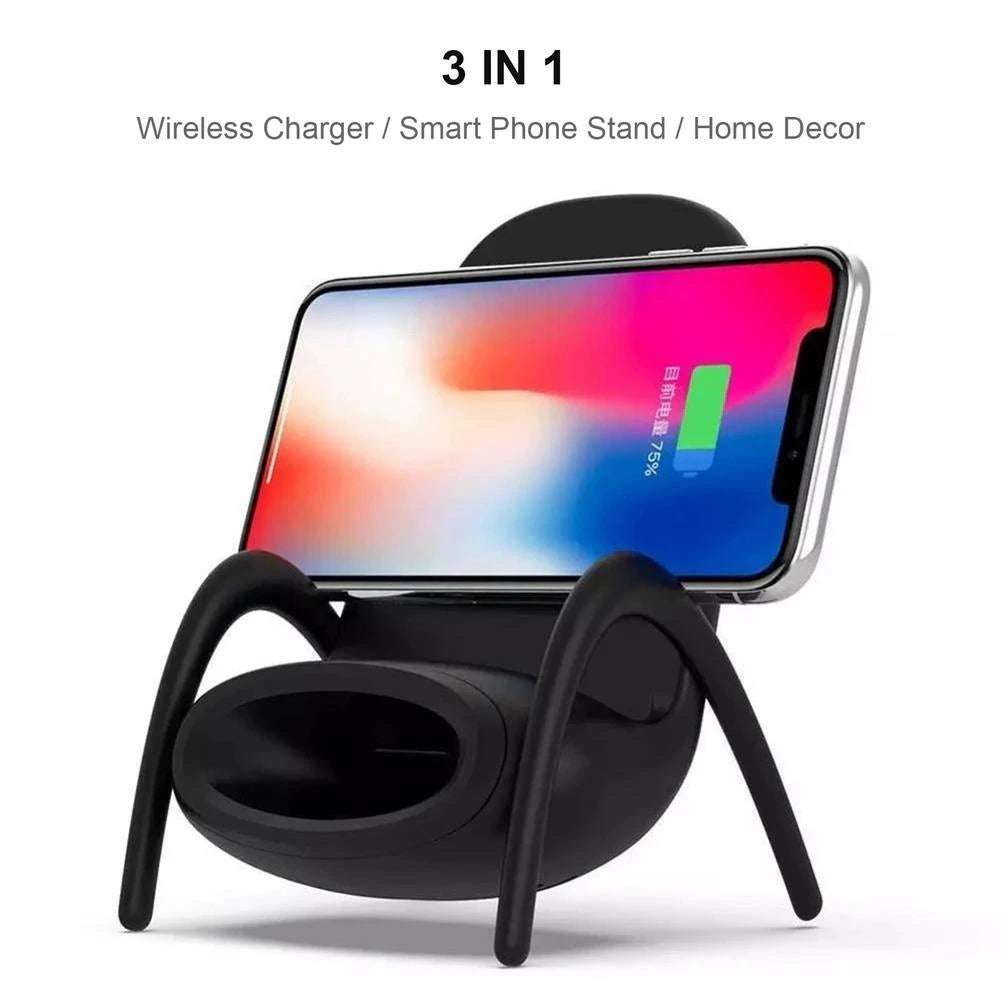 "Charging Chair: Portable Wireless Charger with Speaker and Stand for All Mobile Phones"
