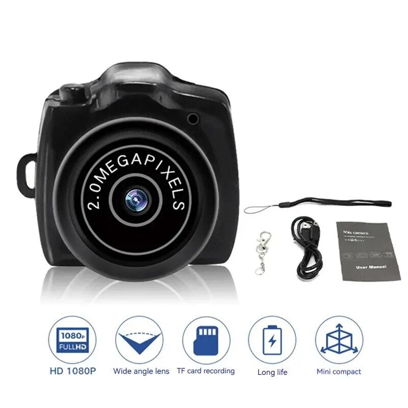 "Ultra-Compact 20W HD Camera: Capture Crystal Clear Video and Audio Anywhere with the Y2000 Camcorder - Perfect for Cars, Sports, Security, and Nanny Monitoring!"